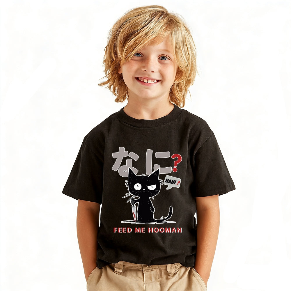 Black Cat Vintage Kids Cotton T-shirt