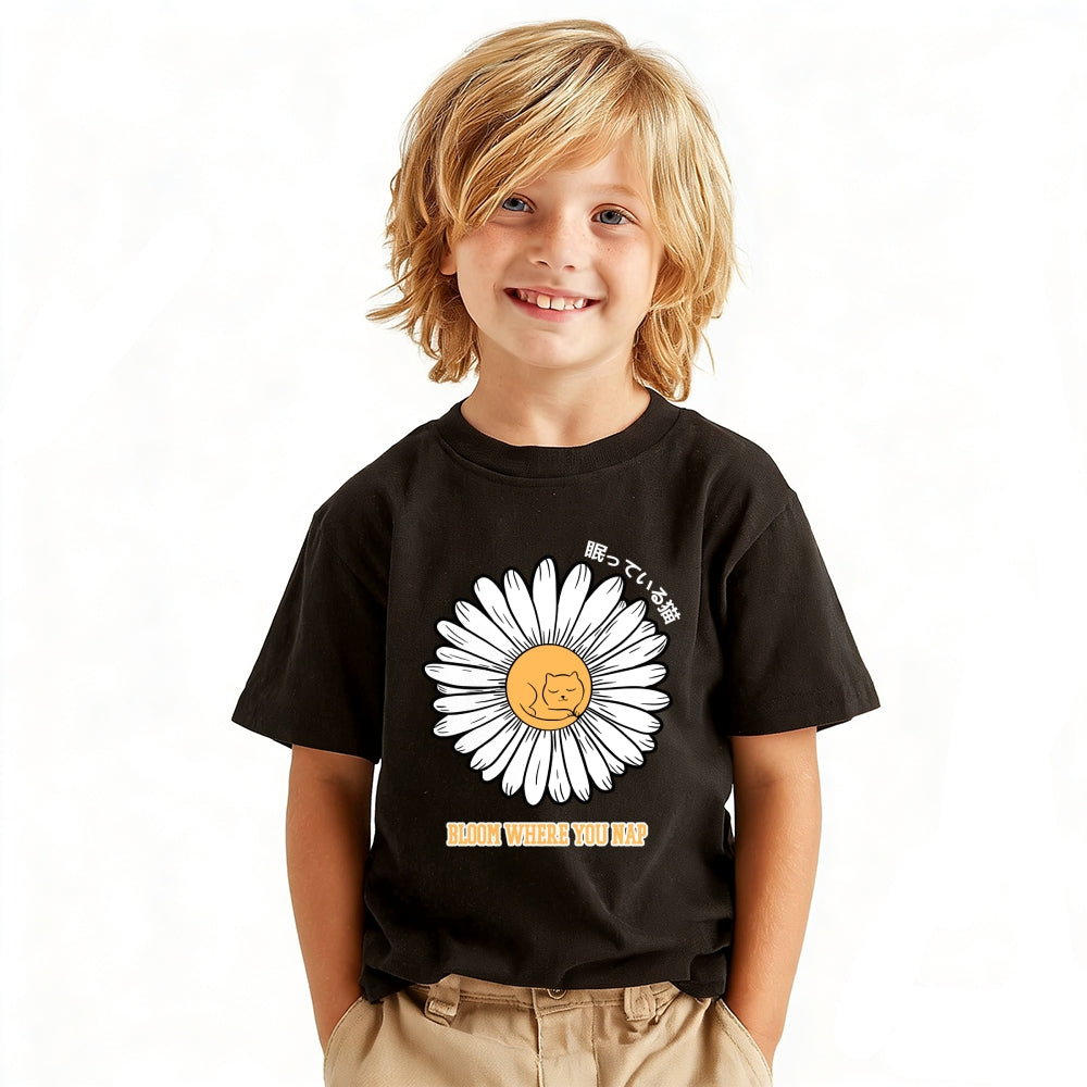 Sleep Cat Vintage Kids Cotton T-shirt