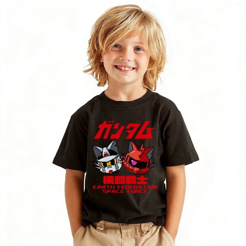 Gundam Cat Vintage Kids Cotton T-shirt