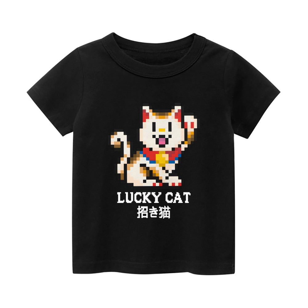 Lucky Cat Vintage Kids Cotton T-shirt