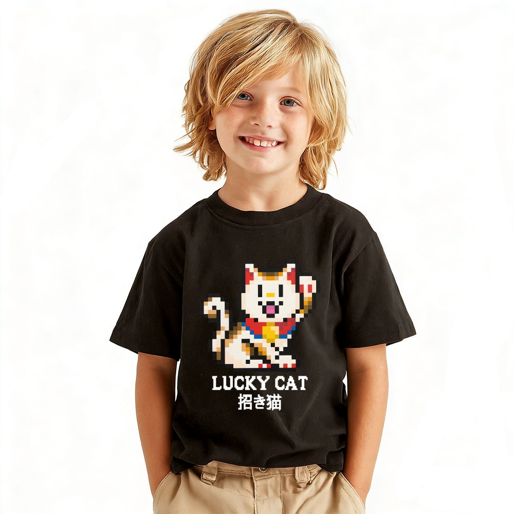 Lucky Cat Vintage Kids Cotton T-shirt