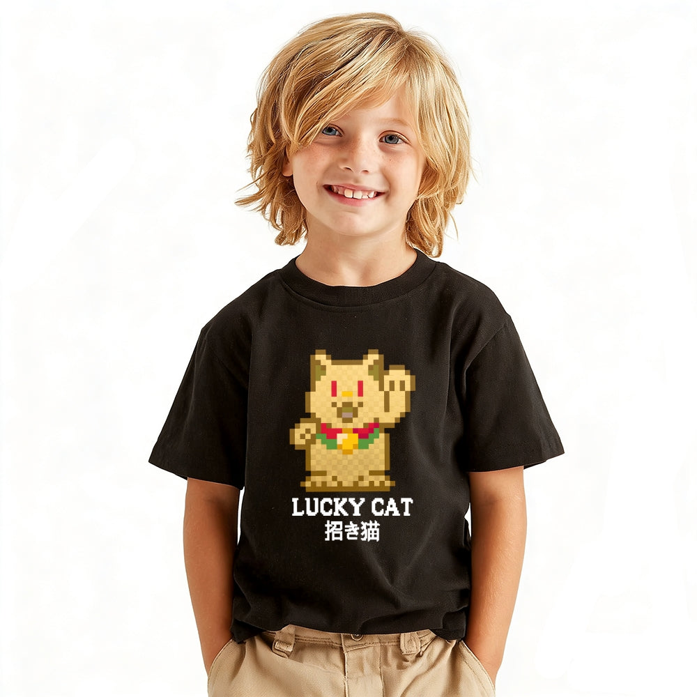 Lucky Cat Vintage Kids Cotton T-shirt