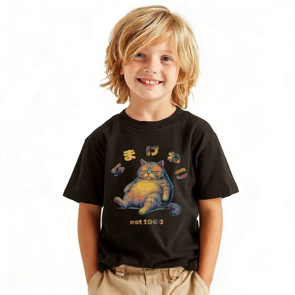 Lazy Cat Vintage Kids Cotton T-shirt