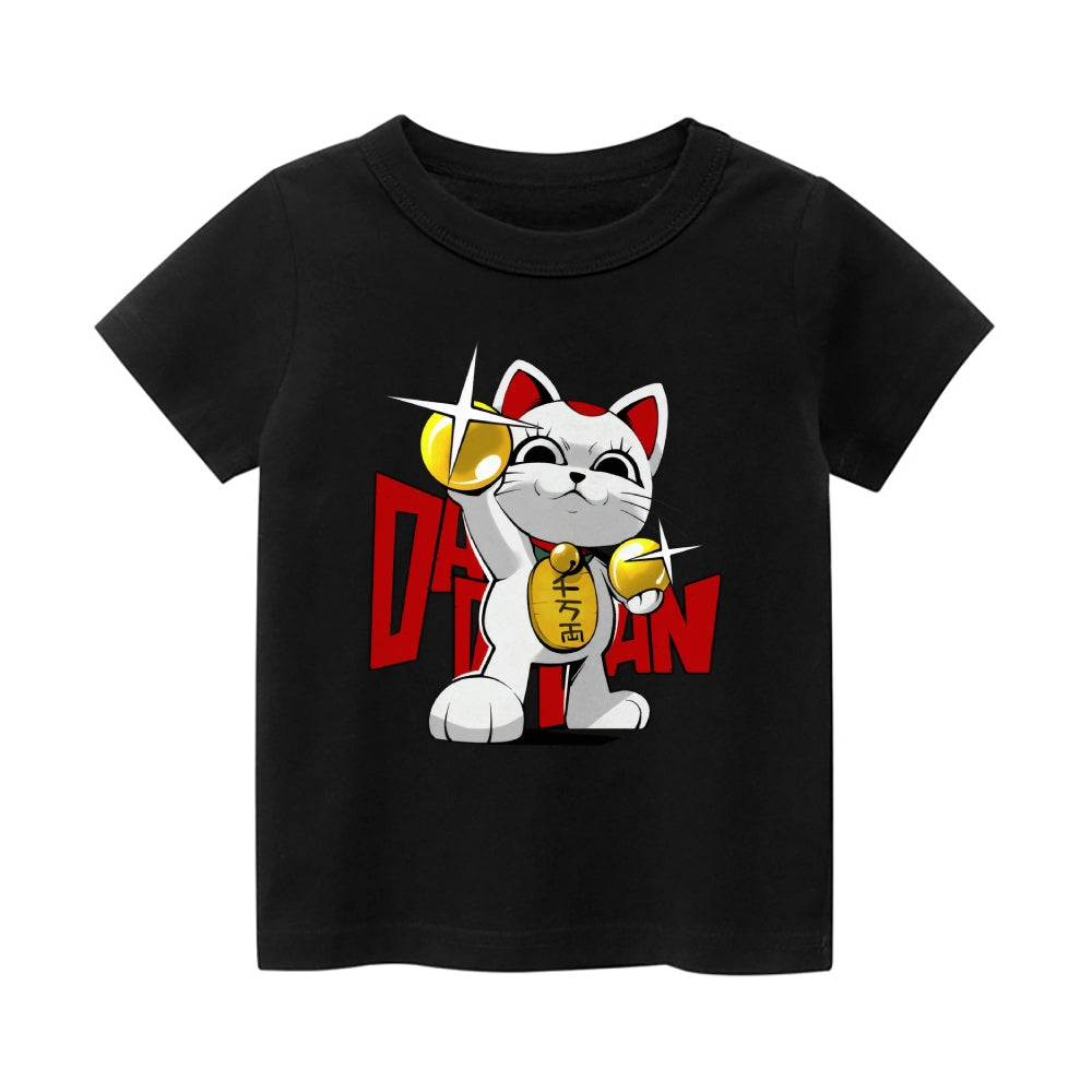 Dandadan Cat Vintage Kids Cotton T-shirt