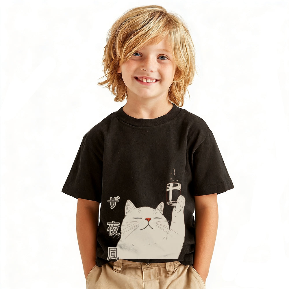 Cat Vintage Kids Cotton T-shirt