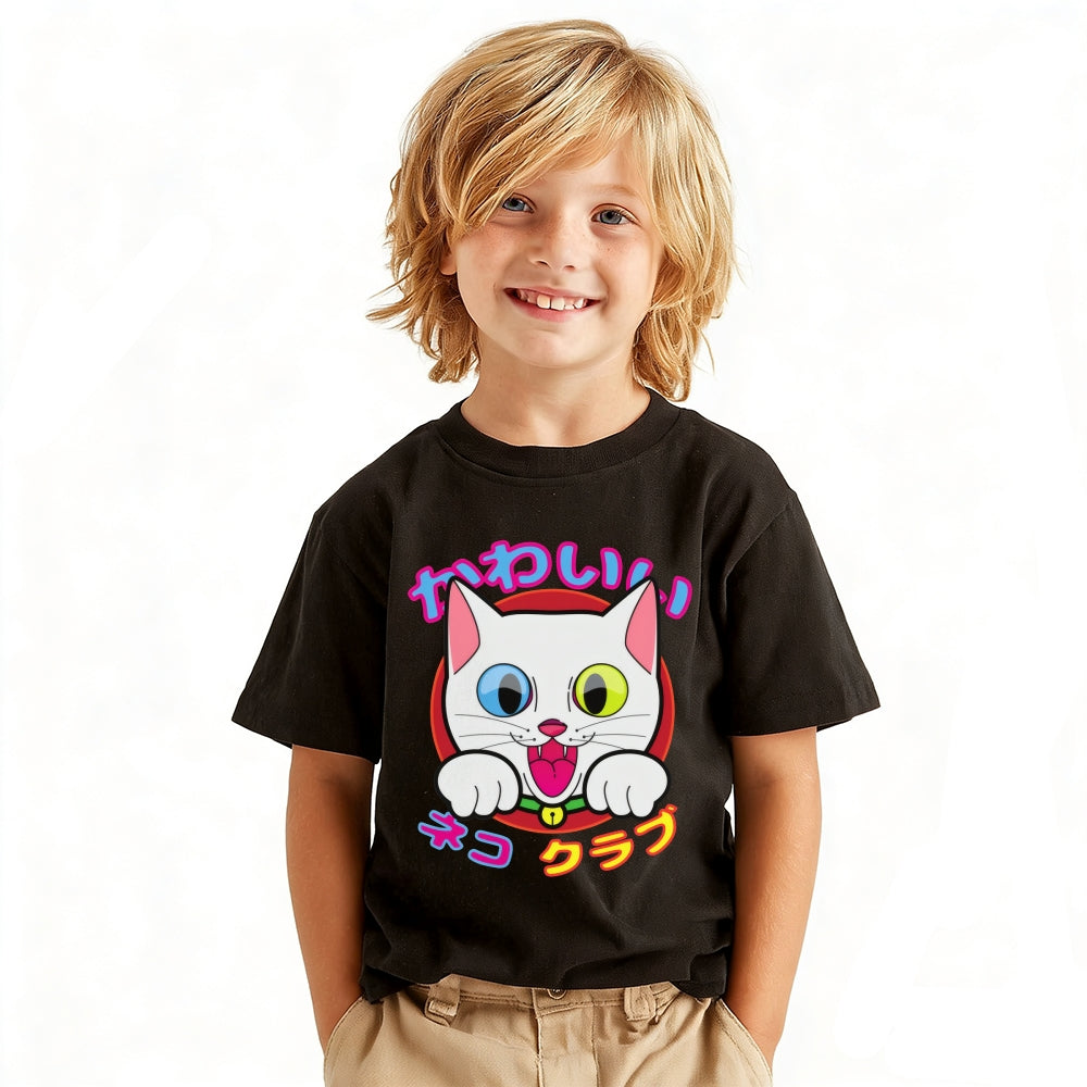 Cat Vintage Kids Cotton T-shirt