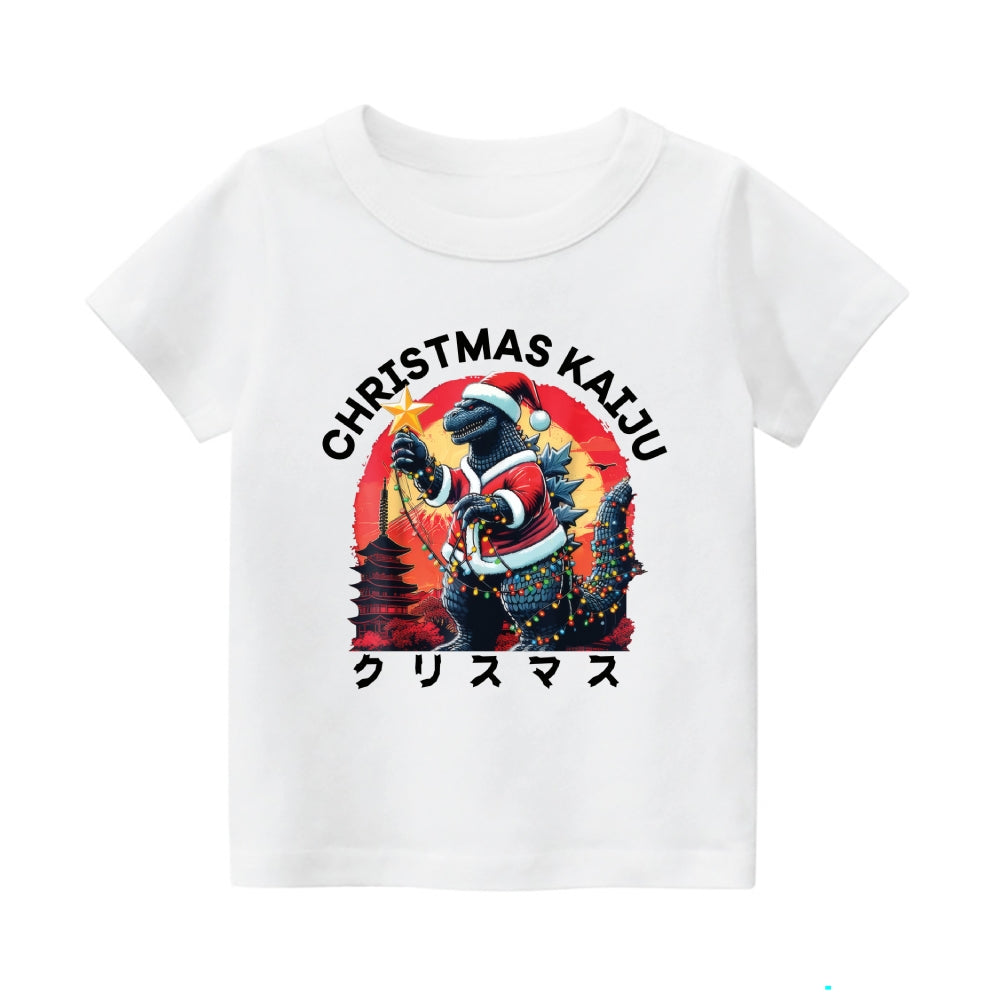 Christmas Kaiju Vintage Kids Cotton T-shirt