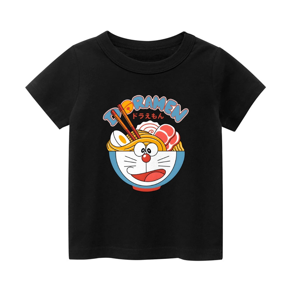 Cat Ramen Vintage Kids Cotton T-shirt
