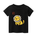 Sunflower Cat Vintage Kids Cotton T-shirt