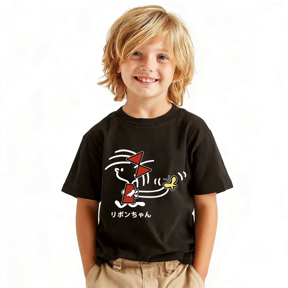 Ribon-chan Girl Vintage Kids Cotton T-shirt