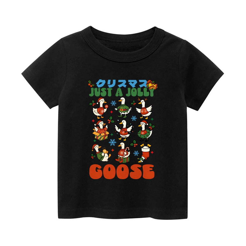 Christmas Goose Vintage Kids Cotton T-shirt