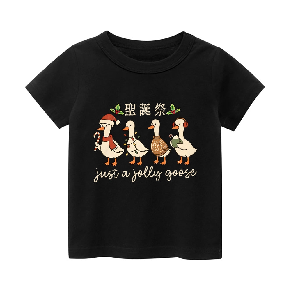 Christmas Goose Vintage Kids Cotton T-shirt