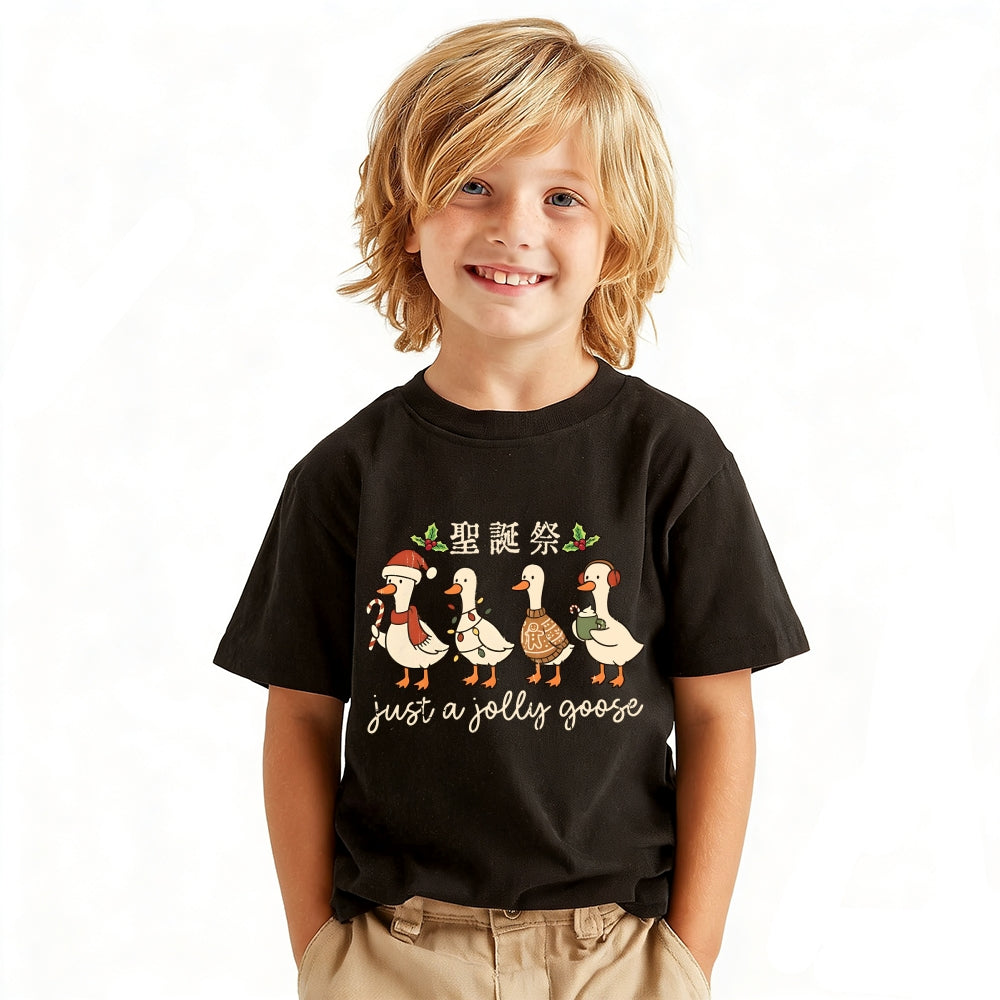 Christmas Goose Vintage Kids Cotton T-shirt
