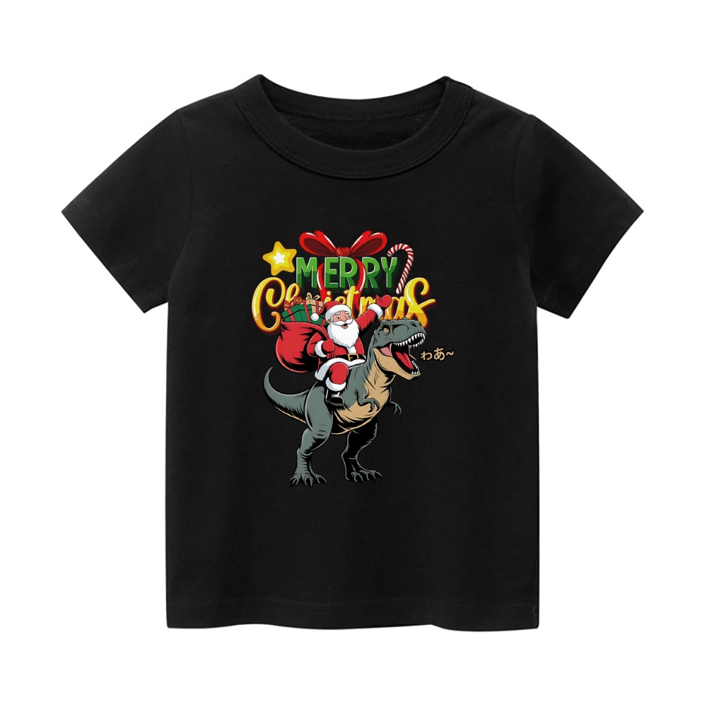 Christmas T-rex Vintage Kids Cotton T-shirt