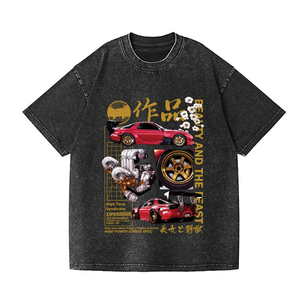 Car Vintage Wash Japanese Design T-Shirt