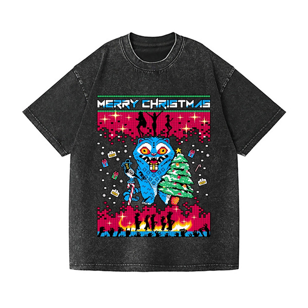 Christmas Kpop Hunter Demon Vintage Wash Japanese Design T-Shirt