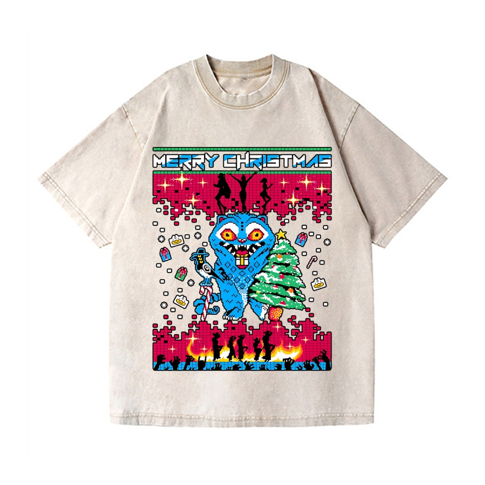 Christmas Kpop Hunter Demon Vintage Wash Japanese Design T-Shirt