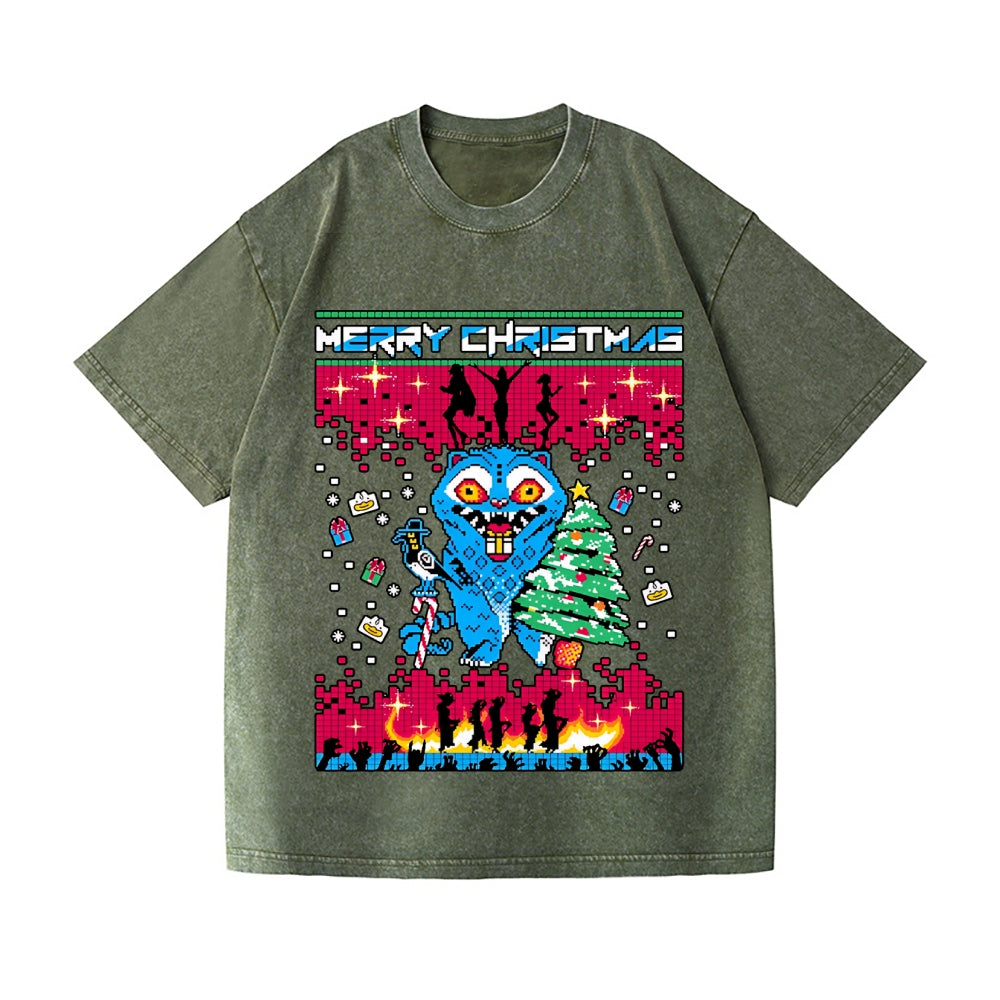 Christmas Kpop Hunter Demon Vintage Wash Japanese Design T-Shirt