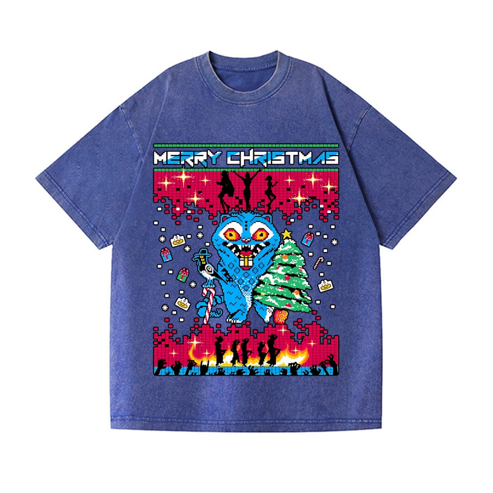 Christmas Kpop Hunter Demon Vintage Wash Japanese Design T-Shirt