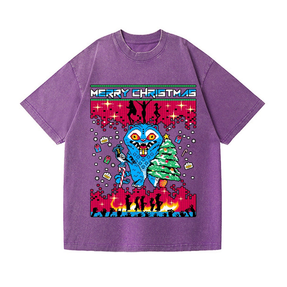Christmas Kpop Hunter Demon Vintage Wash Japanese Design T-Shirt