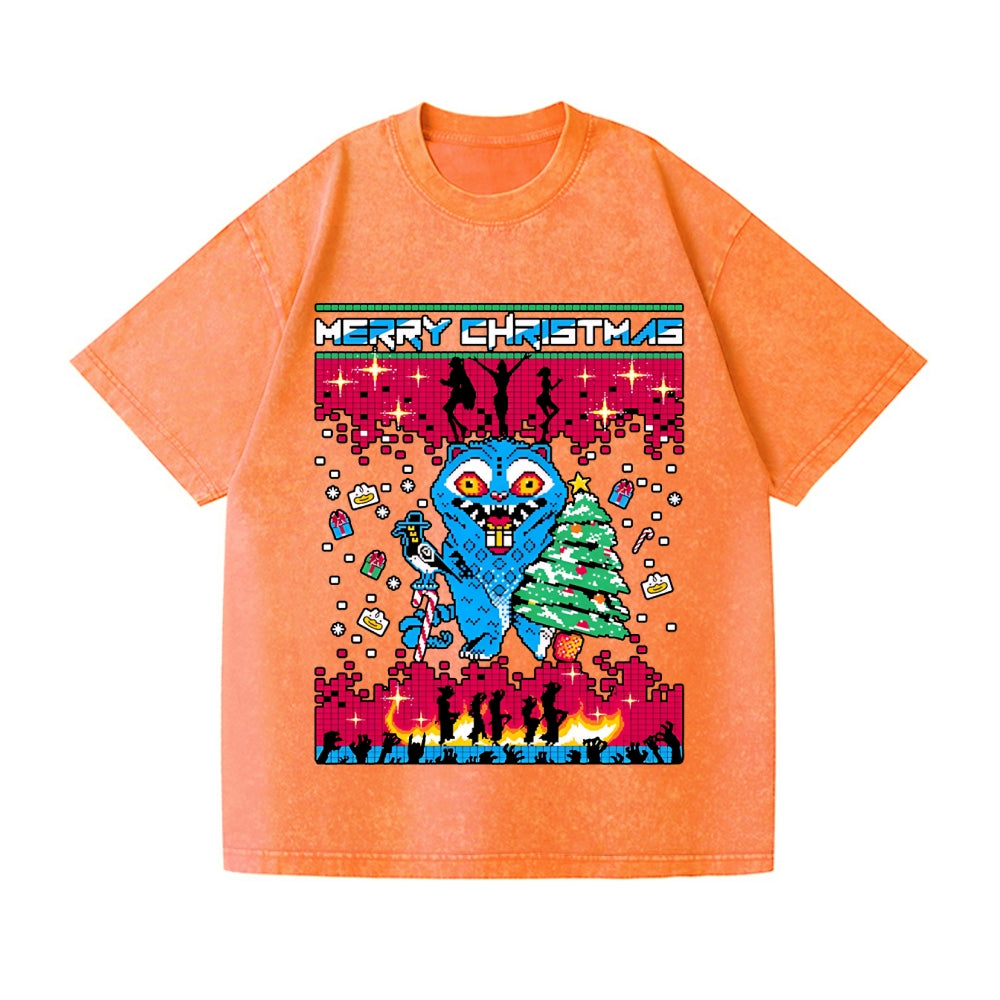 Christmas Kpop Hunter Demon Vintage Wash Japanese Design T-Shirt