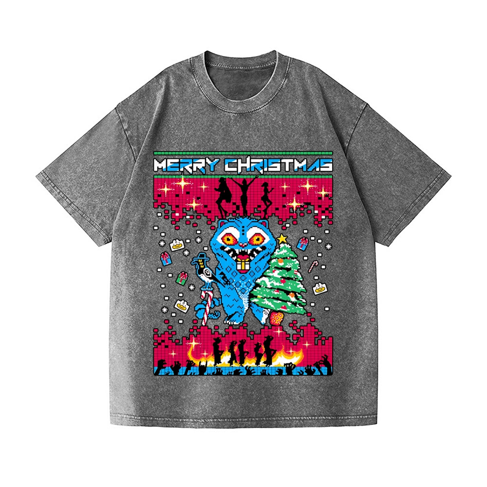 Christmas Kpop Hunter Demon Vintage Wash Japanese Design T-Shirt