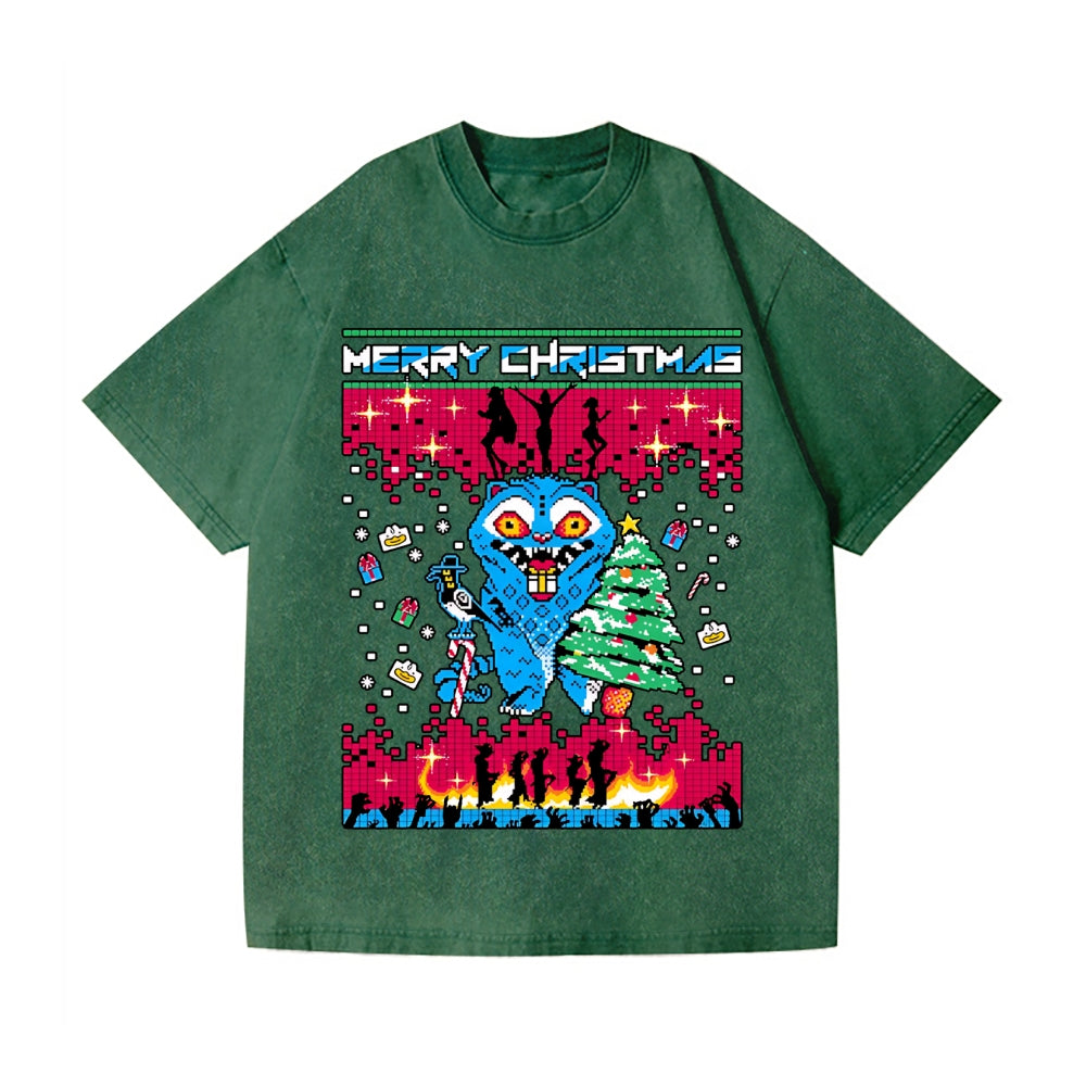 Christmas Kpop Hunter Demon Vintage Wash Japanese Design T-Shirt