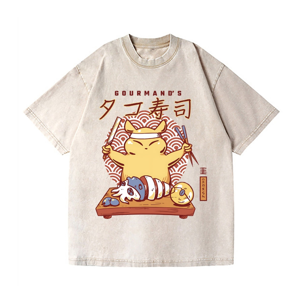 Gourmand's Takoyaki Vintage Wash Japanese Design T-Shirt