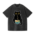 Ramen Cat Vintage Wash Japanese Design T-Shirt