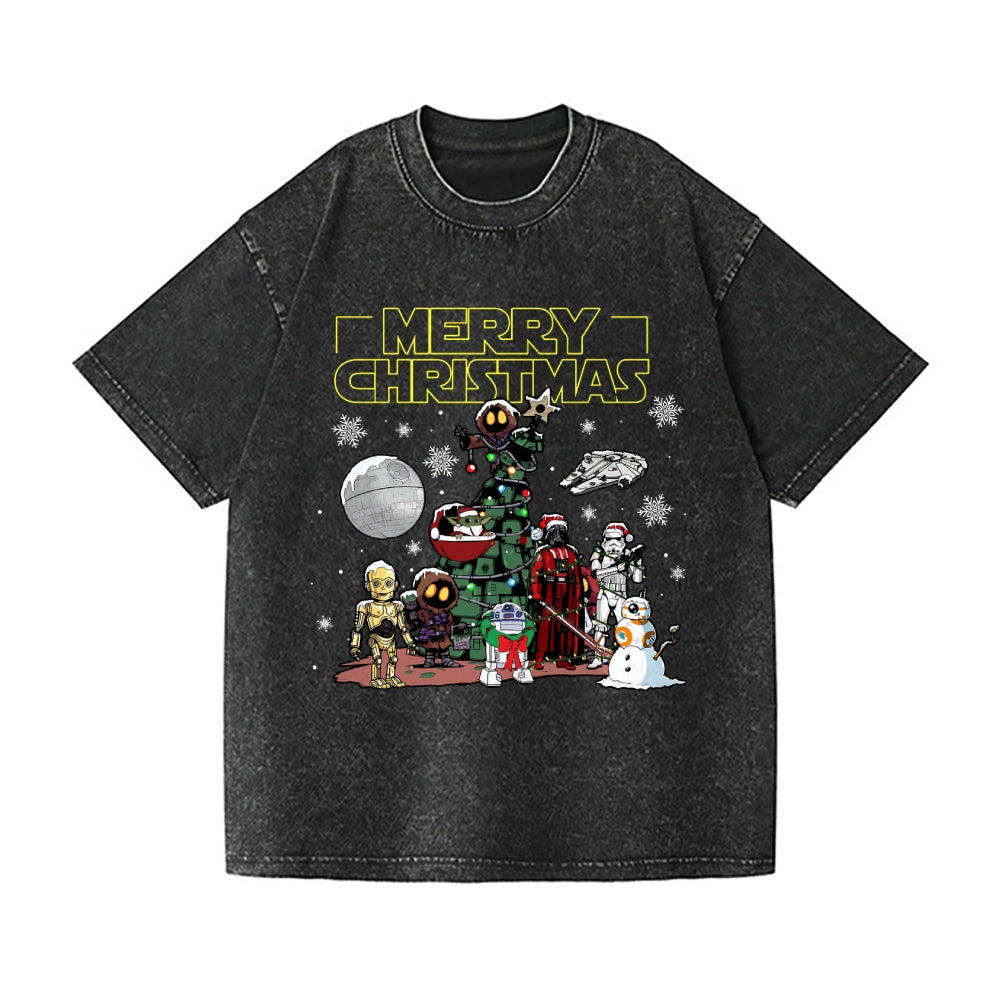 Christmas Star Wars Vintage Wash Japanese Design T-Shirt