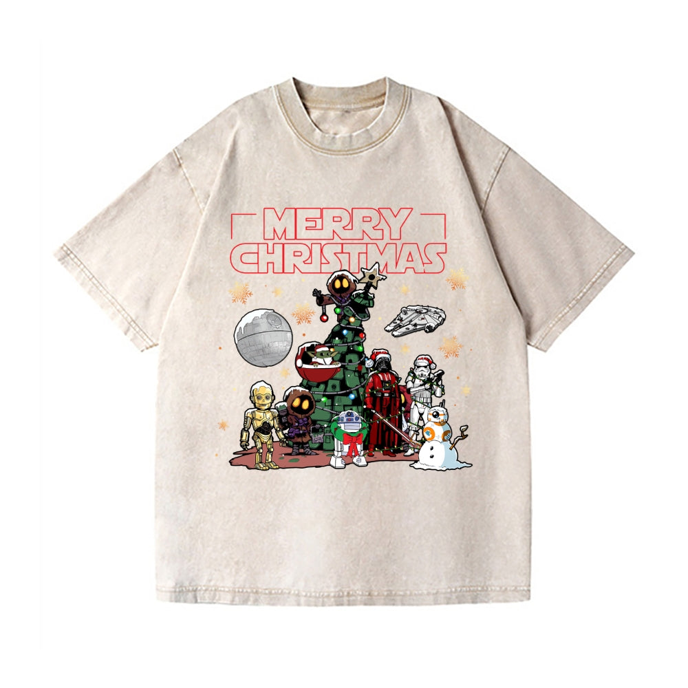 Christmas Star Wars Vintage Wash Japanese Design T-Shirt