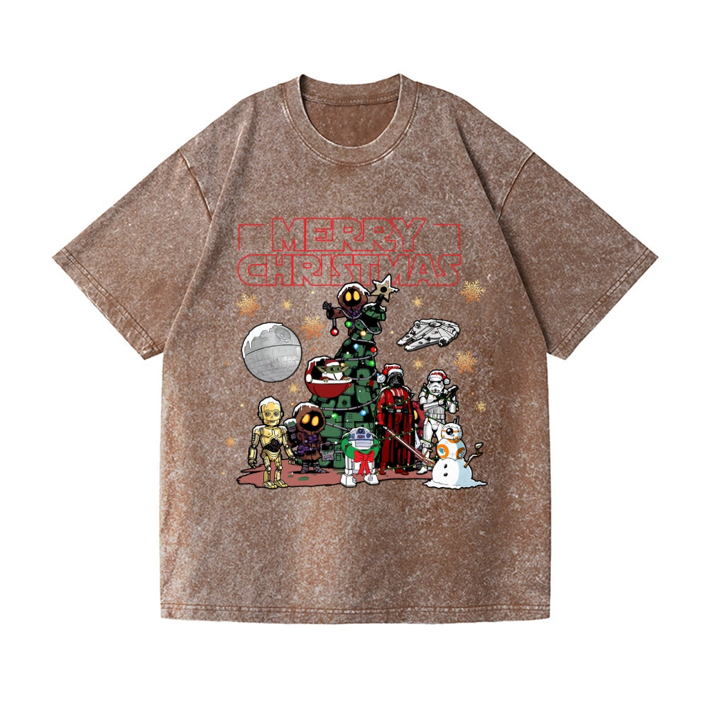 Christmas Star Wars Vintage Wash Japanese Design T-Shirt