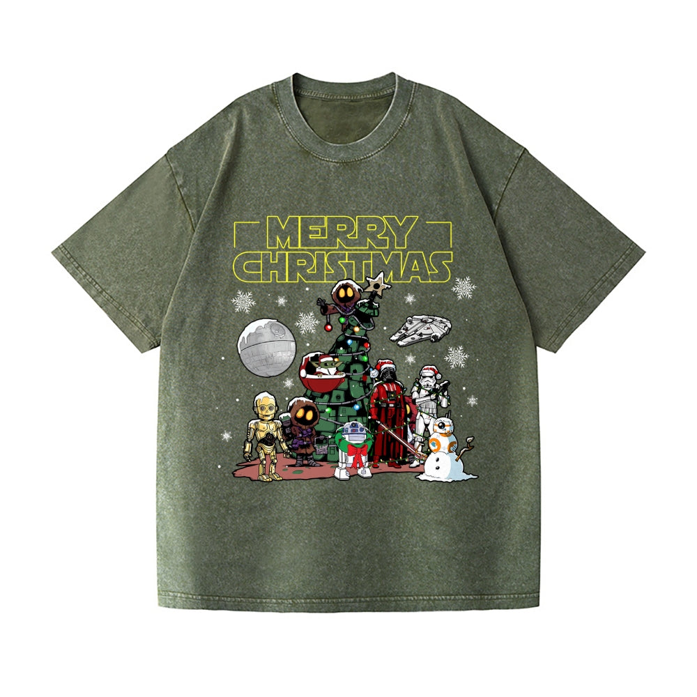 Christmas Star Wars Vintage Wash Japanese Design T-Shirt