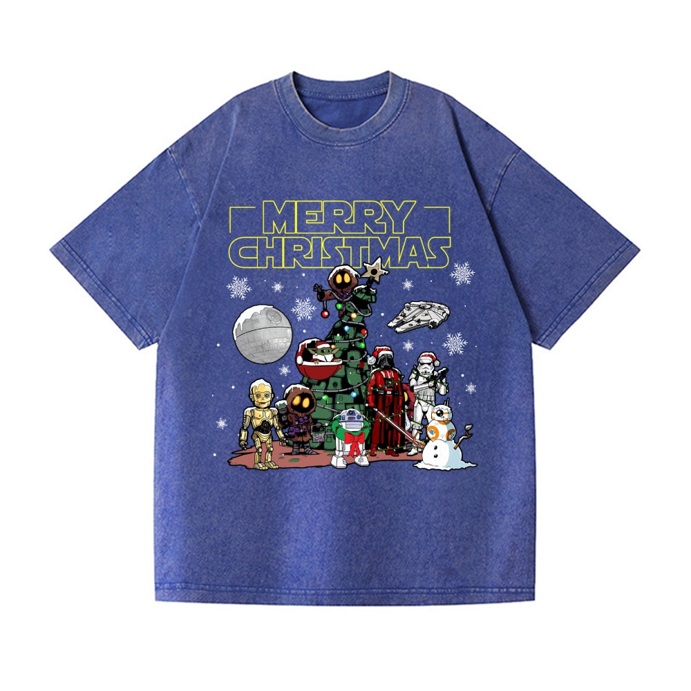 Christmas Star Wars Vintage Wash Japanese Design T-Shirt