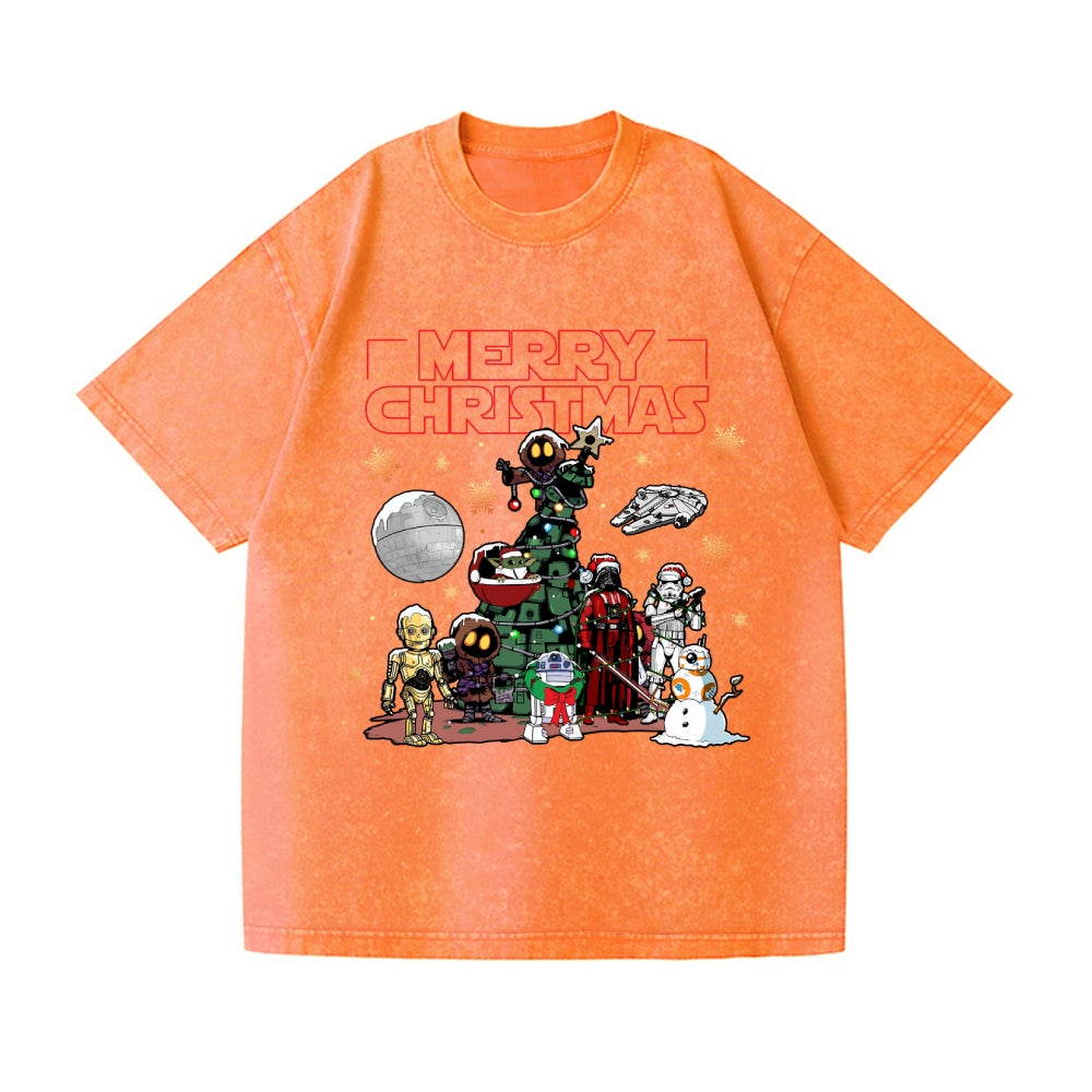 Christmas Star Wars Vintage Wash Japanese Design T-Shirt