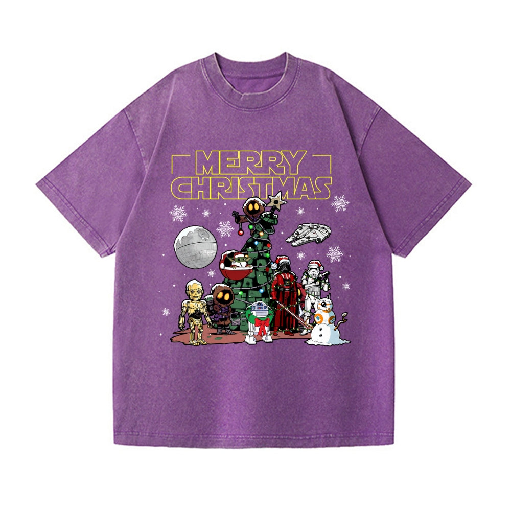 Christmas Star Wars Vintage Wash Japanese Design T-Shirt
