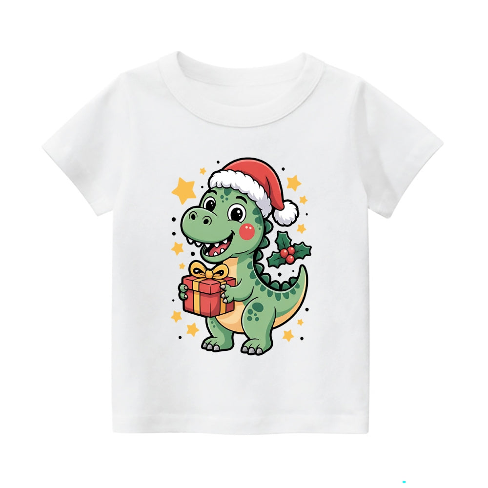 Christmas Dinosaur Vintage Kids Cotton T-shirt