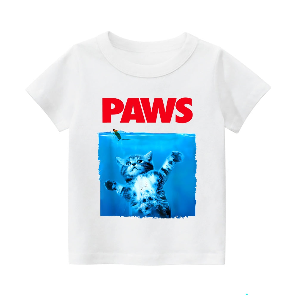Paws Cat Vintage Kids Cotton T-shirt