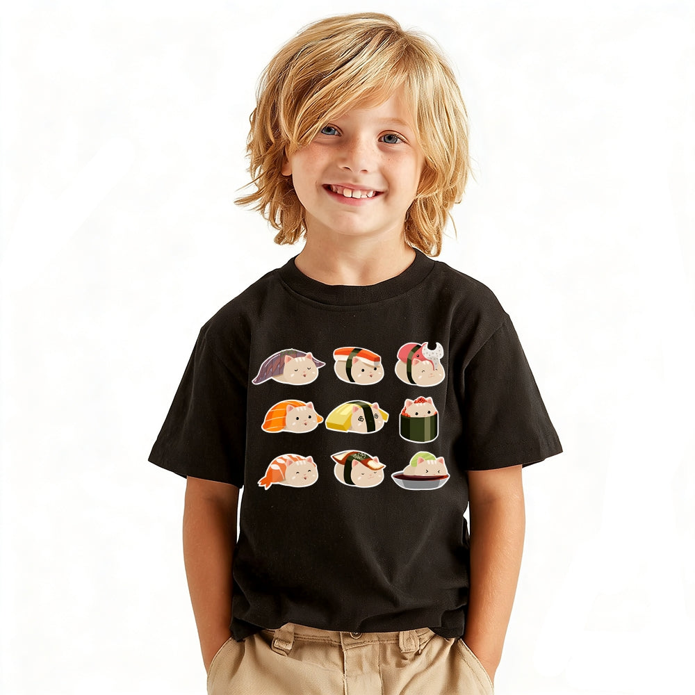 Sushi Cat Vintage Kids Cotton T-shirt