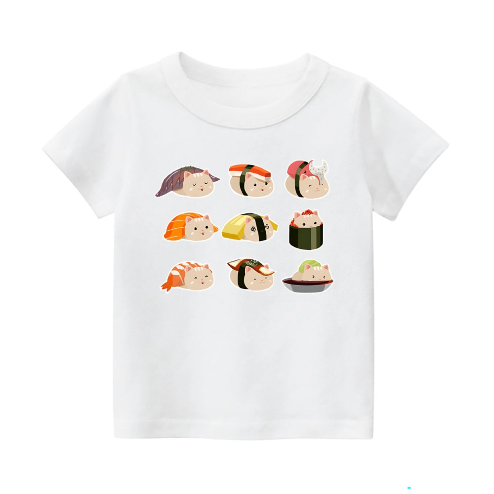 Sushi Cat Vintage Kids Cotton T-shirt