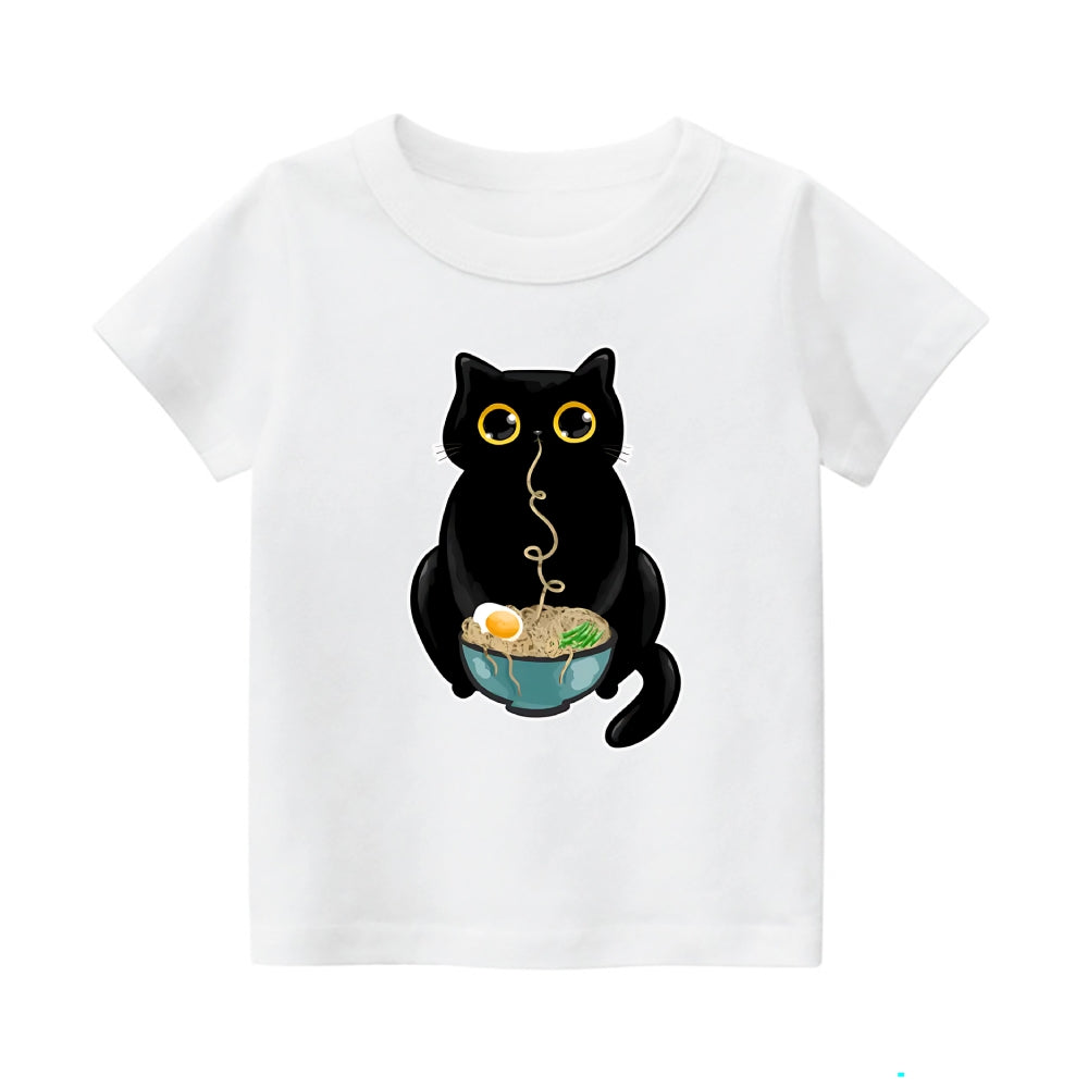 Ramen Cat Vintage Kids Cotton T-shirt