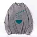 Udon Noodle Vintage Cotton Wash Crewneck Long-Sleeve T-Shirt