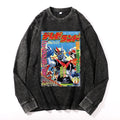 Mazinger Kamen Rider Vintage Cotton Wash Crewneck Long-Sleeve T-Shirt