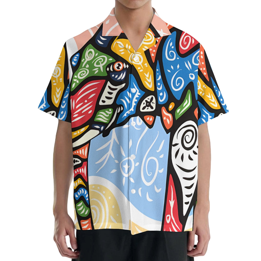 Elephant Art Japanese Style Camp Shirt