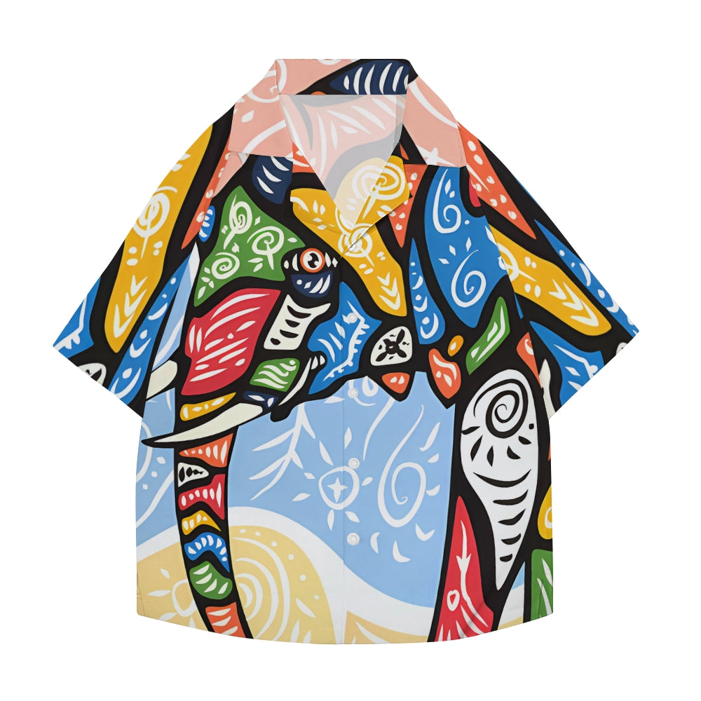 Elephant Art Japanese Style Camp Shirt
