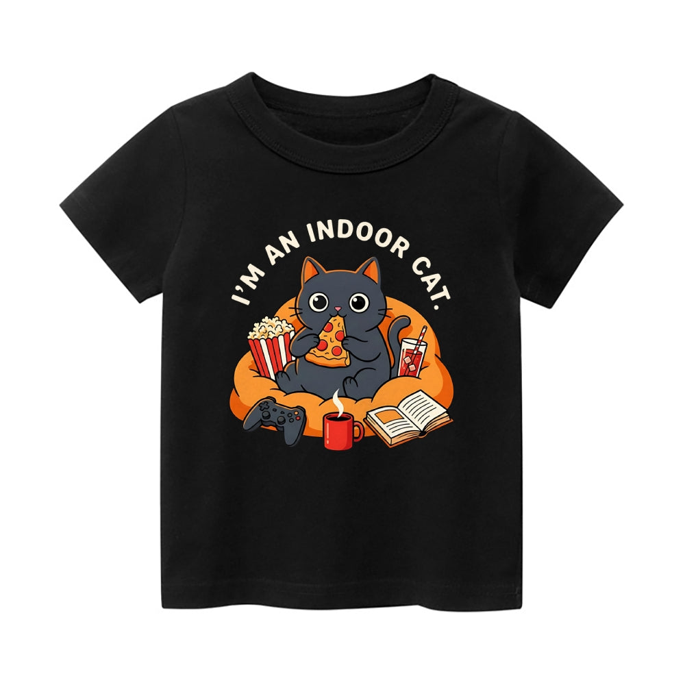 Indoor Cat Vintage Kids Cotton T-shirt
