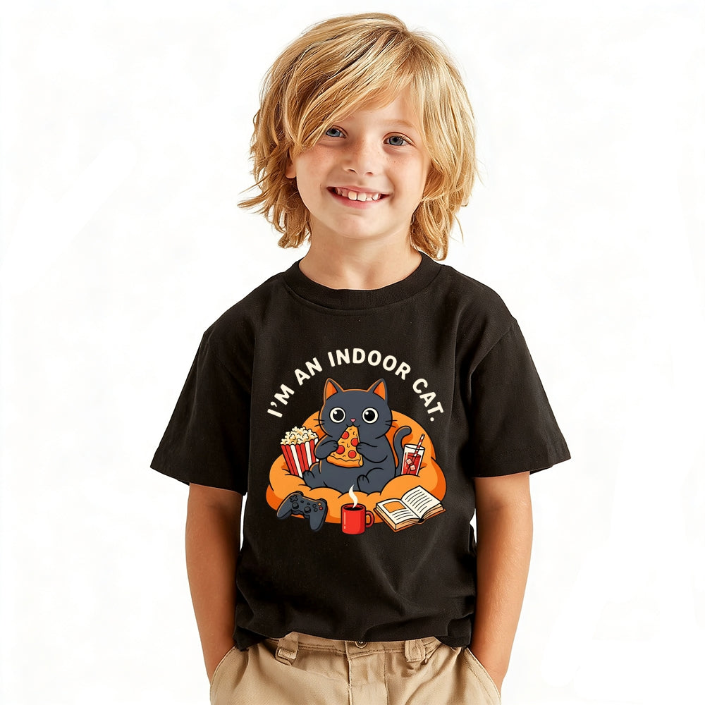 Indoor Cat Vintage Kids Cotton T-shirt