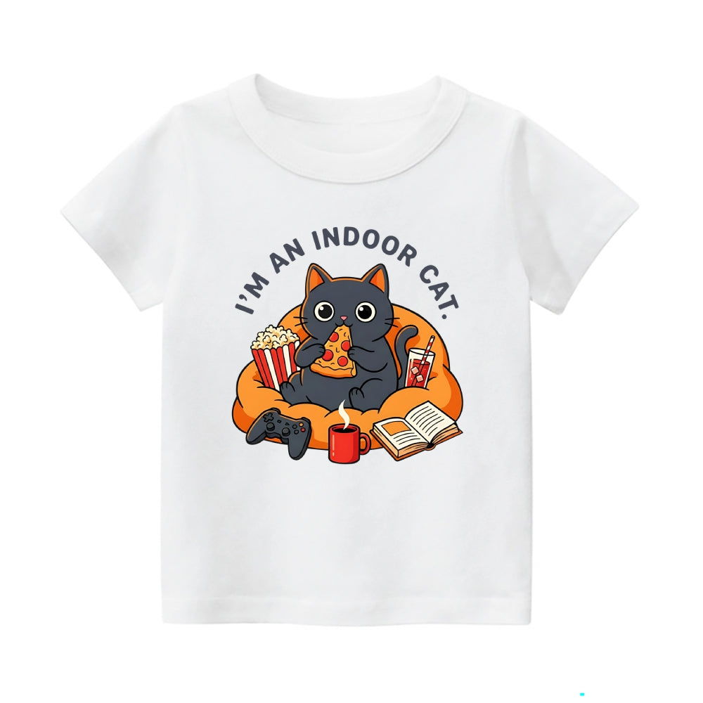 Indoor Cat Vintage Kids Cotton T-shirt