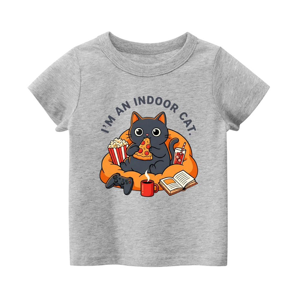 Indoor Cat Vintage Kids Cotton T-shirt