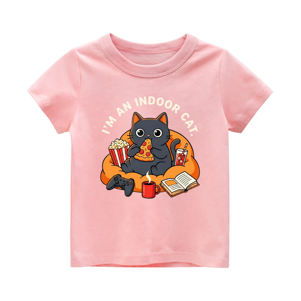 Indoor Cat Vintage Kids Cotton T-shirt